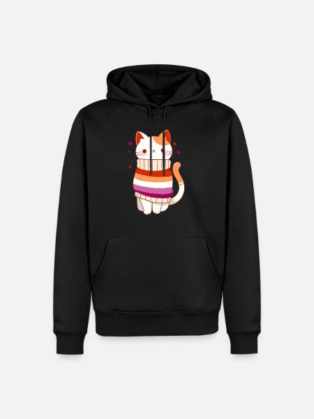 Lesbisch Katze LGBTQ+ Pride Sapphic Kawaii queer - Männer Premium Bio Hoodie - Schwarz
