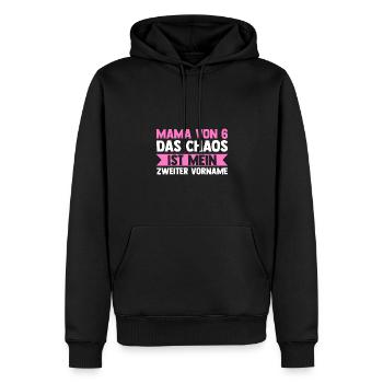 Mom of 6 children - Men’s Premium Organic Hoodie - black - Front - Nico (187cm)