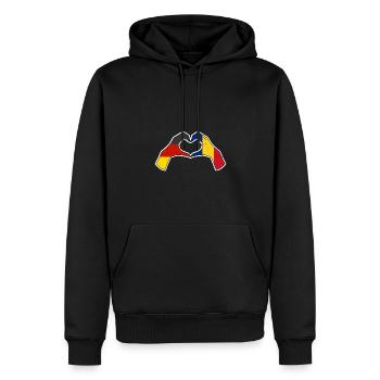 Roumains Allemagne Roumanie - Sweat à capuche Premium bio Homme - noir - Devant - Nico (187cm)