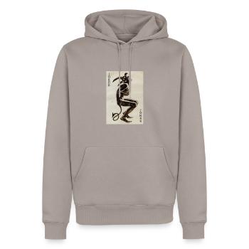 Carte Joker - Sweat à capuche Premium bio Homme - taupe - Devant - Nico (187cm)