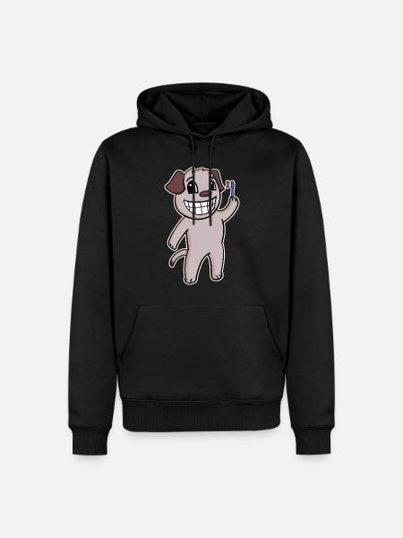 Dog with toothbrush - Men’s Premium Organic Hoodie - black
