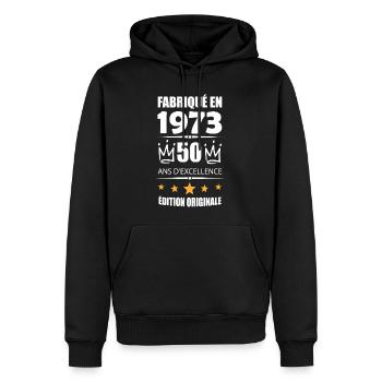 Vintage 1973 50Ans Anniversaire Cadeau Homme Femme - Sweat à capuche Premium bio Homme - noir - Devant - Nico (187cm)