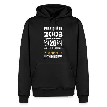 Vintage 2003 20Ans Anniversaire Cadeau Homme Femme - Sweat à capuche Premium bio Homme - noir - Devant - Nico (187cm)