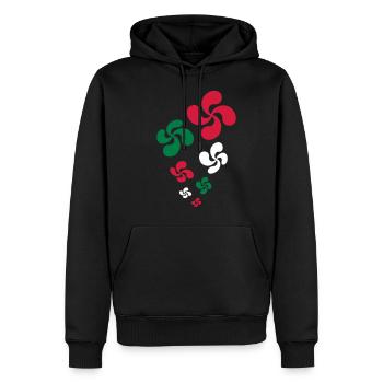 Croix du Pays Basque - Sweat à capuche Premium bio Homme - noir - Devant - Nico (187cm)