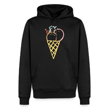 ICE CREAM ETE - Sweat à capuche Premium bio Homme - noir - Devant - Nico (187cm)