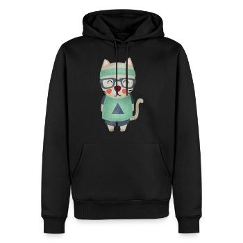 Monsieur Cat - Sweat à capuche Premium bio Homme - noir - Devant - Nico (187cm)