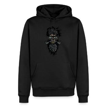 tete de mort hipster skulls barbu moustache lunett - Sweat à capuche Premium bio Homme - noir - Devant - Nico (187cm)