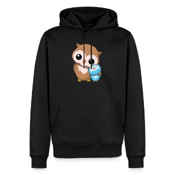 Eulen Geschwister - Niedliche Eule Geschenk Kawaii - Männer Premium Bio Hoodie - Schwarz - Vorne - Nico (187cm)