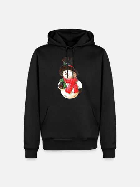 Snemand - Tegning - Herre Premium økologisk hoodie - sort