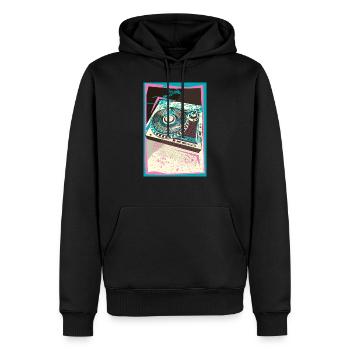 I LOVE VINYLES, Pop Art, Turntable, Platine - Sweat à capuche Premium bio Homme - noir - Devant - Nico (187cm)
