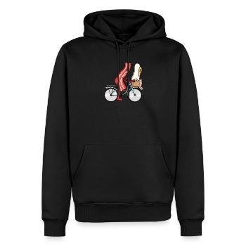 Valentine's day in love with breakfast egg bacon love - Men’s Premium Organic Hoodie - black - Front - Nico (187cm)
