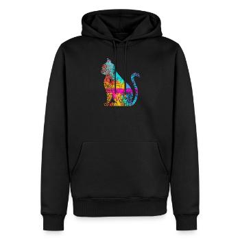 Idée cadeau fleurs de chat - Sweat à capuche Premium bio Homme - noir - Devant - Nico (187cm)