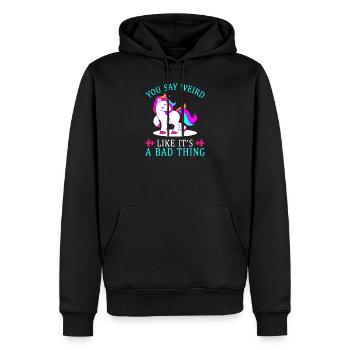 Lustiges Einhorn - Männer Premium Bio Hoodie - Schwarz - Vorne - Nico (187cm)