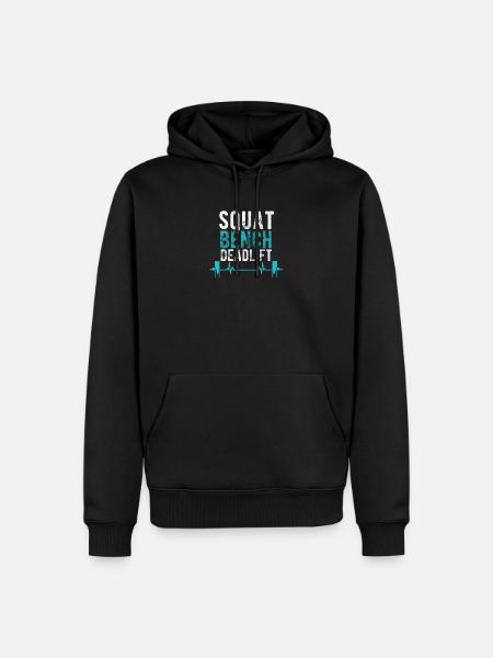 Powerlifting Powerlifting Heartbeat Squat Bench - Men’s Premium Organic Hoodie - black