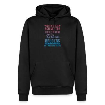 Ich Bin Stolze Schwester eines tollen Bruders - Männer Premium Bio Hoodie - Schwarz - Vorne - Nico (187cm)