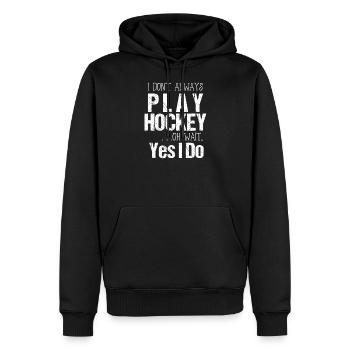 Ich spiele nicht immer Hockey Oh Warte ja ich tue es - Männer Premium Bio Hoodie - Schwarz - Vorne - Nico (187cm)