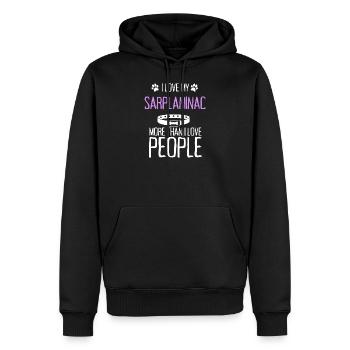Ich liebe meinen Sarplaninac mehr als ich Menschen liebe - Männer Premium Bio Hoodie - Schwarz - Vorne - Nico (187cm)