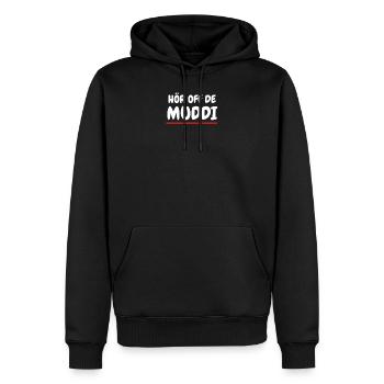 Hör off de Muddi - Männer Premium Bio Hoodie - Schwarz - Vorne - Nico (187cm)