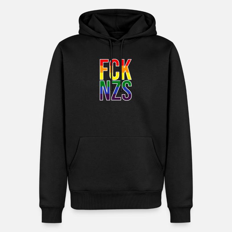 FCK NZS LGBTQ - Männer Premium Bio Hoodie - Schwarz