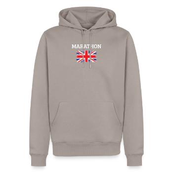 Marathon de Londres - Sweat à capuche Premium bio Homme - taupe - Devant - Nico (187cm)