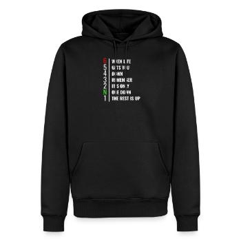Moto circuit - Sweat à capuche Premium bio Homme - noir - Devant - Nico (187cm)