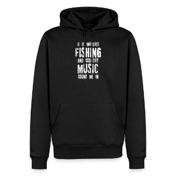 La pêche et la musique country comptent dans - Sweat à capuche Premium bio Homme - noir - Devant - Nico (187cm)