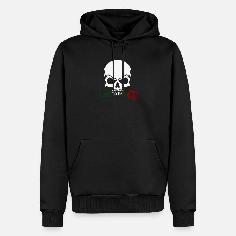 Rose et crâne - Sweat à capuche Premium bio Homme - noir