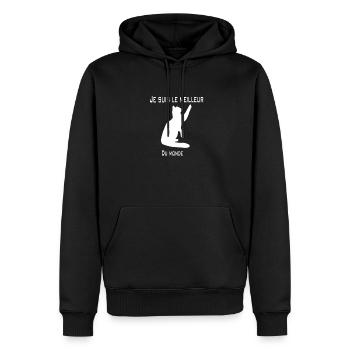 Les chats amis des hommes. - Sweat à capuche Premium bio Homme - noir - Devant - Nico (187cm)