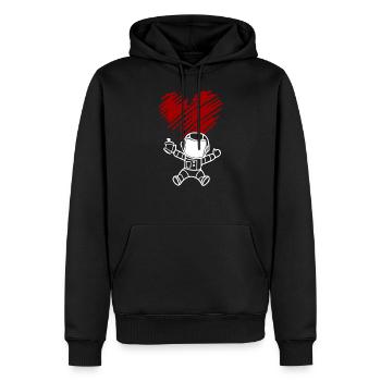 Petit astronaute avec des graffitis de coeur - Sweat à capuche Premium bio Homme - noir - Devant - Nico (187cm)
