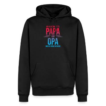 Ich habe zwei Titel Papa und Opa - Männer Premium Bio Hoodie - Schwarz - Vorne - Nico (187cm)