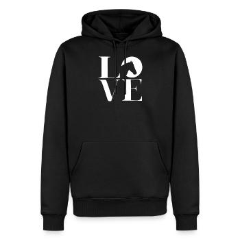 Thé Idée Cadeau Cheval Love Horse - Sweat à capuche Premium bio Homme - noir - Devant - Nico (187cm)