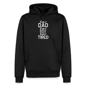 Super papa super pilote super fatigué - Sweat à capuche Premium bio Homme - noir - Devant - Nico (187cm)