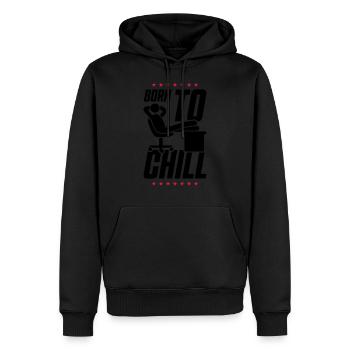 arbeiten büro born to chillen - Männer Premium Bio Hoodie - Schwarz - Vorne - Nico (187cm)