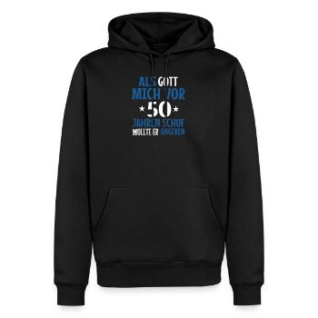 50e anniversaire - Sweat à capuche Premium bio Homme - noir - Devant - Nico (187cm)
