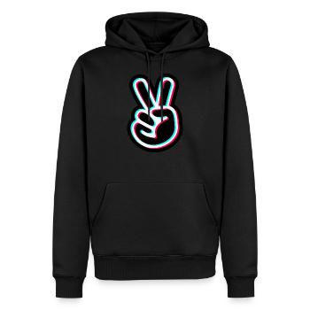 Peace Hand Sticker Design - Peace Zeichen - Männer Premium Bio Hoodie - Schwarz - Vorne - Nico (187cm)