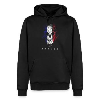 France Drapeau Used Look Tricolore Paris Nice - Sweat à capuche Premium bio Homme - noir - Devant - Nico (187cm)