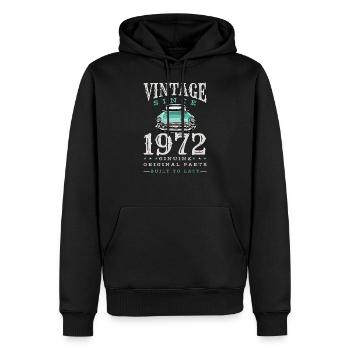 Vintage 1972 72 Birthday Retro Vintage Gift - Men’s Premium Organic Hoodie - black - Front - Nico (187cm)