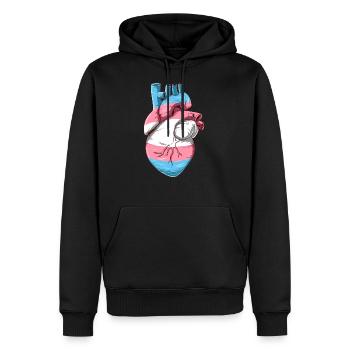 Drôle de coeur transgenre - Sweat à capuche Premium bio Homme - noir - Devant - Nico (187cm)