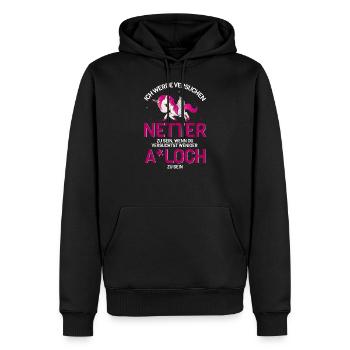 Einhorn böse nett frech Geschenkidee fun - Männer Premium Bio Hoodie - Schwarz - Vorne - Nico (187cm)
