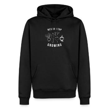 Never stop growing jardin cadeau - Sweat à capuche Premium bio Homme - noir - Devant - Nico (187cm)