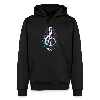 Clé de violon colorée Musiques musicales - Sweat à capuche Premium bio Homme - noir - Devant - Nico (187cm)