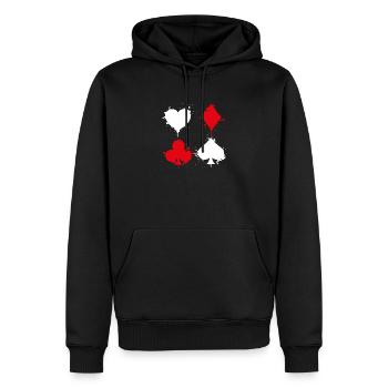 Joueur de poker carte à jouer cadeau jeu de cartes - Sweat à capuche Premium bio Homme - noir - Devant - Nico (187cm)