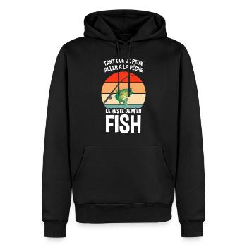 Humour Pêche Drôle Vintage Le reste je m'en Fish - Sweat à capuche Premium bio Homme - noir - Devant - Nico (187cm)