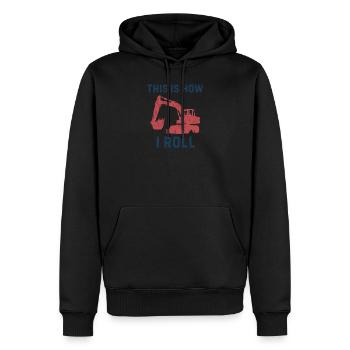 This is how I roll Silhouette Geschenk Bagger - Männer Premium Bio Hoodie - Schwarz - Vorne - Nico (187cm)