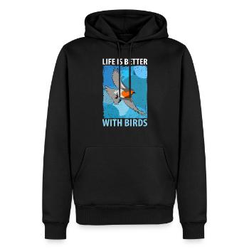Observation des oiseaux Oiseaux Observation des oiseaux Oiseaux - Sweat à capuche Premium bio Homme - noir - Devant - Nico (187cm)