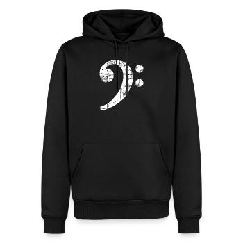 Bassschlüssel (Vintage Weiß) Bassist Bass Basser - Männer Premium Bio Hoodie - Schwarz - Vorne - Nico (187cm)