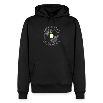 retro vinyl Platten turntables Plattenspieler icon - Männer Premium Bio Hoodie - Schwarz - Vorne - Nico (187cm)