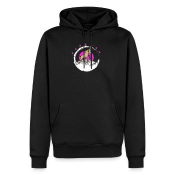 Gipfelbock vor pinkem Mond Steinbock - Männer Premium Bio Hoodie - Schwarz - Vorne - Nico (187cm)