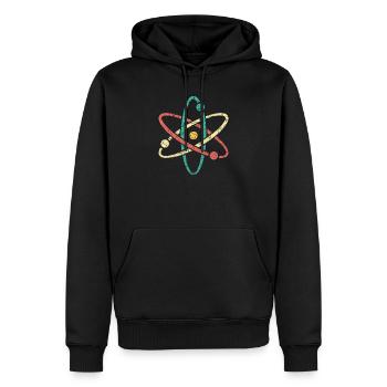 Cooles Atom im vintage style für Nerds & Studenten - Männer Premium Bio Hoodie - Schwarz - Vorne - Nico (187cm)