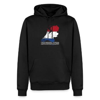 Silhouette der Niederländischen Flaggenkarte - Männer Premium Bio Hoodie - Schwarz - Vorne - Nico (187cm)